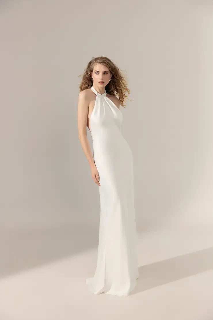 Minimalist Halter-Neck Fit & Flare Wedding Dress